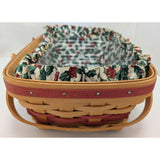 12" 1996 Holiday Cheer Longaberger Basket Christmas Collection Holly Fabric Liner Protector