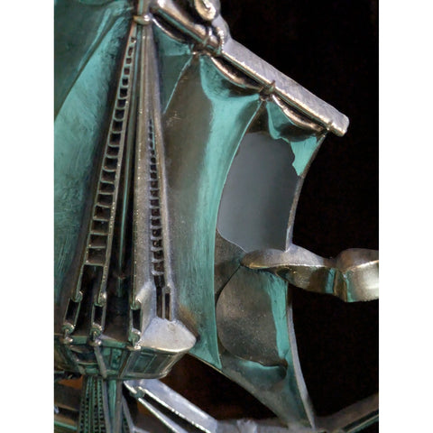 SLIGHT PEEL Dart USA 3663 Vintage Ship Wall Hanging Sail Boat Gold Tone Plastic Art make offer