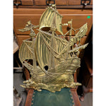 SLIGHT PEEL Dart USA 3663 Vintage Ship Wall Hanging Sail Boat Gold Tone Plastic Art make offer