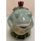 Henriksen Imports Frog Teapot Ceramic Majolica Pitcher Green Yellow Lily Pad Design