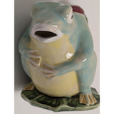 Henriksen Imports Frog Teapot Ceramic Majolica Pitcher Green Yellow Lily Pad Design