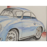 17"x20" Max Handley 356B Porsche 356 Framed 2014 Watercolor 356A Print Blue
