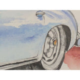 17"x20" Max Handley 356B Porsche 356 Framed 2014 Watercolor 356A Print Blue
