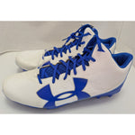 15 Men's Under Armour White Blue Fierce Phantom Mid MC UA Football Cleats 1283304-141