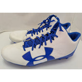15 Men's Under Armour White Blue Fierce Phantom Mid MC UA Football Cleats 1283304-141