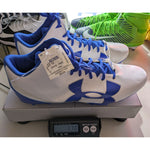 15 Men's Under Armour White Blue Fierce Phantom Mid MC UA Football Cleats 1283304-141