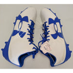 15 Men's Under Armour White Blue Fierce Phantom Mid MC UA Football Cleats 1283304-141