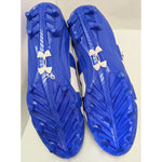 15 Men's Under Armour White Blue Fierce Phantom Mid MC UA Football Cleats 1283304-141
