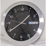 Working 11" Round Black Dial Model 87784 Day & Date Wall Clock Aluminum Frame Quartz HD-1688