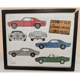 1969 Camaro Prints Set Grumpy Old Camaro Owner Lives Here Framed Art Colorful Classic