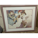 Draft MAKE OFFER MUSIC Framed Alvar Sunol Allegories Of The Arts Lithograph Embossed Musical Scene 32"x26" Glass