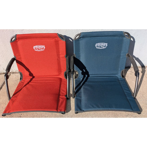 2 Set Folding Red Blue Sportsman's Warehouse Stadium Seat Chair Arms Backrest