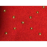 Small Petite Tommy Hilfiger Woman Holiday Argyle Gold Stud Sweater Red Size S/P