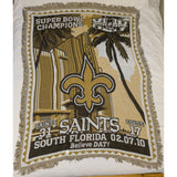 59x45" NFL Super Bowl XLIV 2010 Saints Champions Throw Blanket The Northwest Acrylic