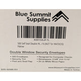 New 500 Self-Seal #8 Blue Summit Supplies Double Window Security Business Envelopes White Wove Paper