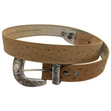 AS-IS Discoloration 36 Ariat Belt Ostrich Print Leather Western Silver Tone Tip Buckle Ladies
