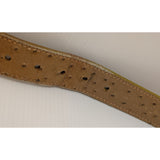 AS-IS Discoloration 36 Ariat Belt Ostrich Print Leather Western Silver Tone Tip Buckle Ladies