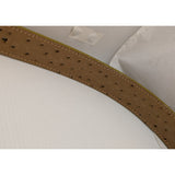 AS-IS Discoloration 36 Ariat Belt Ostrich Print Leather Western Silver Tone Tip Buckle Ladies