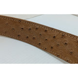 AS-IS Discoloration 36 Ariat Belt Ostrich Print Leather Western Silver Tone Tip Buckle Ladies