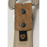AS-IS Discoloration 36 Ariat Belt Ostrich Print Leather Western Silver Tone Tip Buckle Ladies