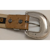 AS-IS Discoloration 36 Ariat Belt Ostrich Print Leather Western Silver Tone Tip Buckle Ladies