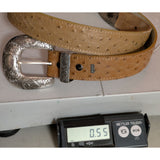 AS-IS Discoloration 36 Ariat Belt Ostrich Print Leather Western Silver Tone Tip Buckle Ladies