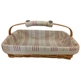 13" Bee 2002 Back Porch Longaberger Basket Striped Fabric Liner Red/Blue/Green Rectangle