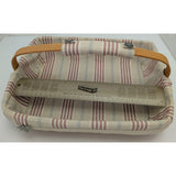 13" Bee 2002 Back Porch Longaberger Basket Striped Fabric Liner Red/Blue/Green Rectangle