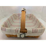 13" Bee 2002 Back Porch Longaberger Basket Striped Fabric Liner Red/Blue/Green Rectangle