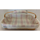 13" Bee 2002 Back Porch Longaberger Basket Striped Fabric Liner Red/Blue/Green Rectangle