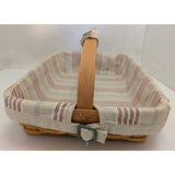 13" Bee 2002 Back Porch Longaberger Basket Striped Fabric Liner Red/Blue/Green Rectangle