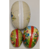 3 Easter Paper Mache Egg Candy Container Germany Vintage Rabbit Chick Mailman Nestler Folk Art