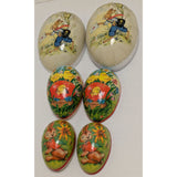 3 Easter Paper Mache Egg Candy Container Germany Vintage Rabbit Chick Mailman Nestler Folk Art