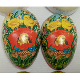 3 Easter Paper Mache Egg Candy Container Germany Vintage Rabbit Chick Mailman Nestler Folk Art
