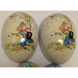 3 Easter Paper Mache Egg Candy Container Germany Vintage Rabbit Chick Mailman Nestler Folk Art