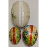 3 Easter Paper Mache Egg Candy Container Germany Vintage Rabbit Chick Mailman Nestler Folk Art