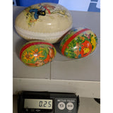 3 Easter Paper Mache Egg Candy Container Germany Vintage Rabbit Chick Mailman Nestler Folk Art
