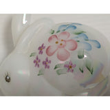 3" Signed Fenton Hand Painted Iridescent Art Glass Bunny Figurine Spring Floral Easter Brock USA Rabbit