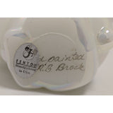 3" Signed Fenton Hand Painted Iridescent Art Glass Bunny Figurine Spring Floral Easter Brock USA Rabbit