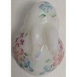 3" Signed Fenton Hand Painted Iridescent Art Glass Bunny Figurine Spring Floral Easter Brock USA Rabbit