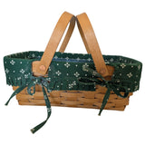 12" 1999 Gathering Longaberger Basket Heritage Green Fabric Liner Two Handle Protector