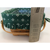 12" 1999 Gathering Longaberger Basket Heritage Green Fabric Liner Two Handle Protector