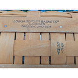 12" 1999 Gathering Longaberger Basket Heritage Green Fabric Liner Two Handle Protector