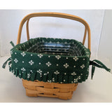 12" 1999 Gathering Longaberger Basket Heritage Green Fabric Liner Two Handle Protector