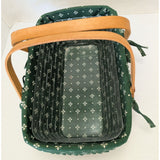 12" 1999 Gathering Longaberger Basket Heritage Green Fabric Liner Two Handle Protector