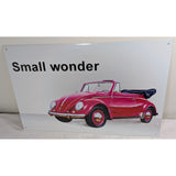 1996 16 X 10" Small Wonder Red VW Beetle Bug Convertible Desperate Enterprises  Tin Metal Sign Wall Art