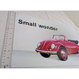 1996 16 X 10" Small Wonder Red VW Beetle Bug Convertible Desperate Enterprises  Tin Metal Sign Wall Art