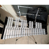Gearlux GLPK32 32-Key Silver Glockenspiel Percussion Bell Kit W/Adjustable Stand & Bag Set