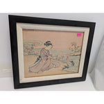 Framed Woodblock Print "A Girl As Kiku-Jido" By Suzuki Harunobu National Museum The