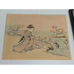 Framed Woodblock Print "A Girl As Kiku-Jido" By Suzuki Harunobu National Museum The